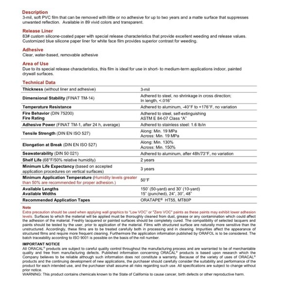 Oracal 631 MATTE BLACK Vinyl Indoor Signs Graphics Wall Art Removable 12" x 5 FT - Picture 3 of 4